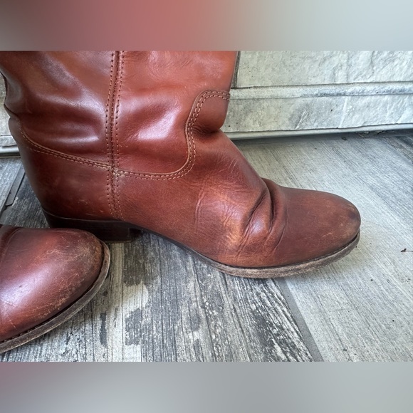 Frye Melissa Button Tall Leather Boot Cognac Western Equestrian Riding Sz8.5 B - Picture 15 of 17